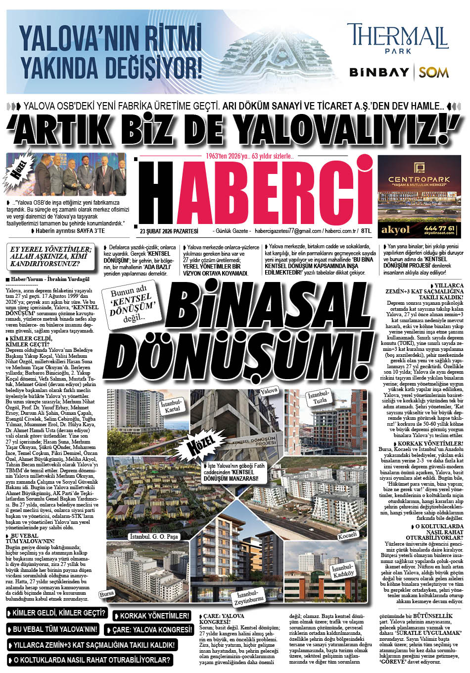 Günlük Gazete Manşeti