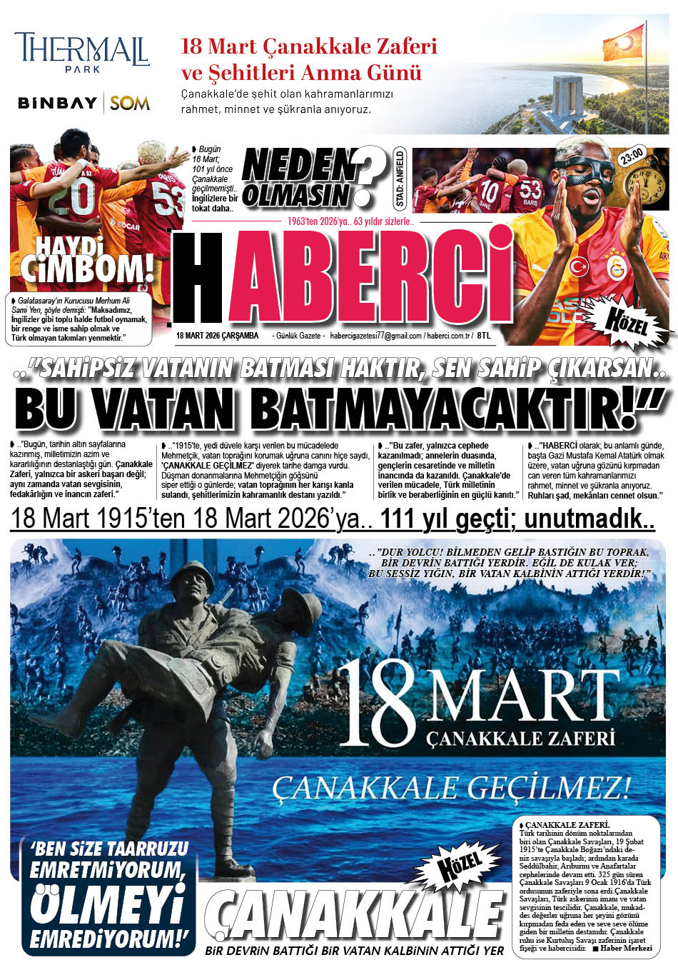 Günlük Gazete Manşeti