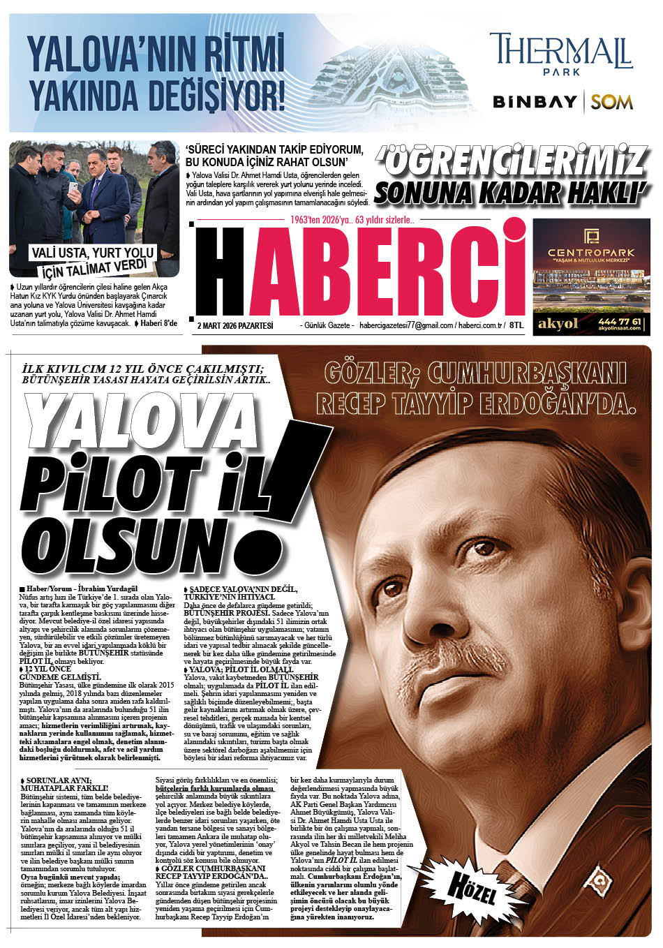 Günlük Gazete Manşeti