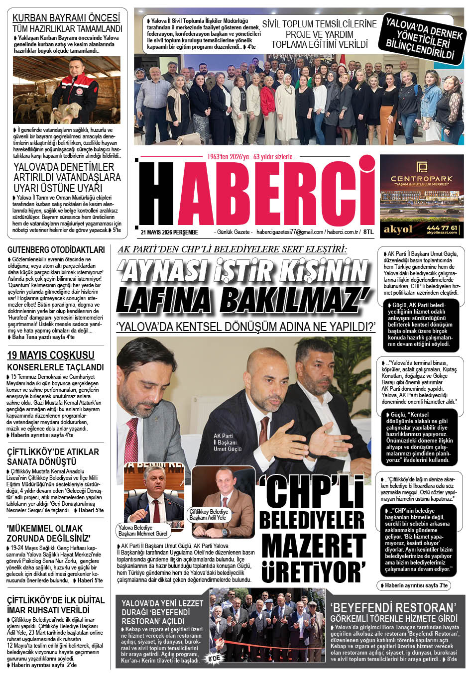Günlük Gazete Manşeti