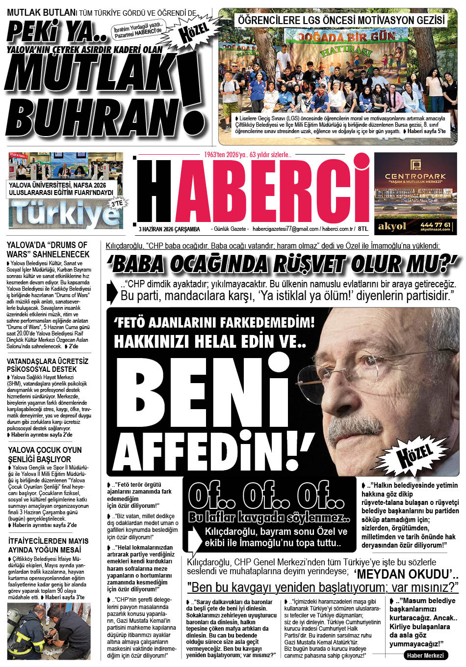 Günlük Gazete Manşeti