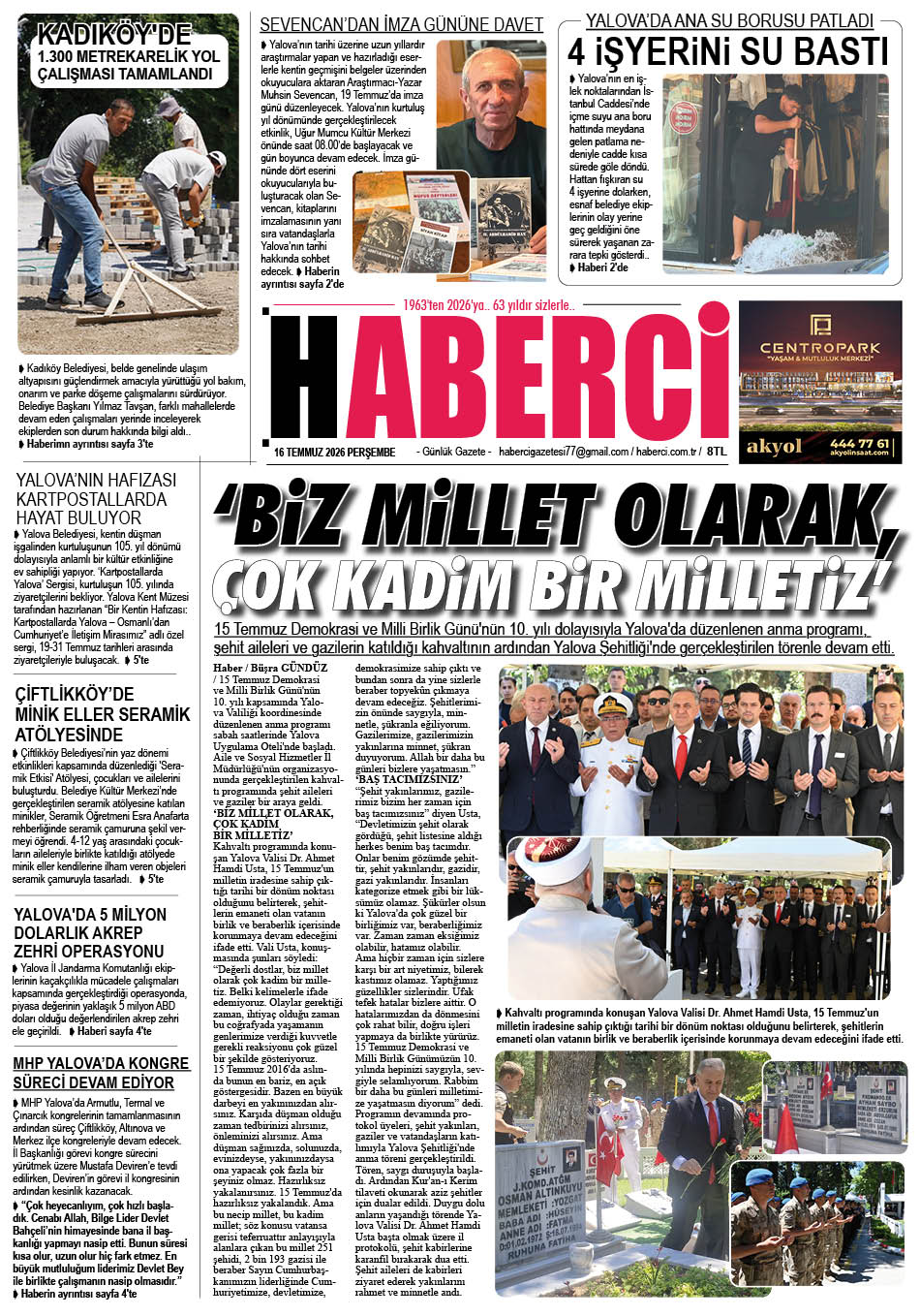 Günlük Gazete Manşeti