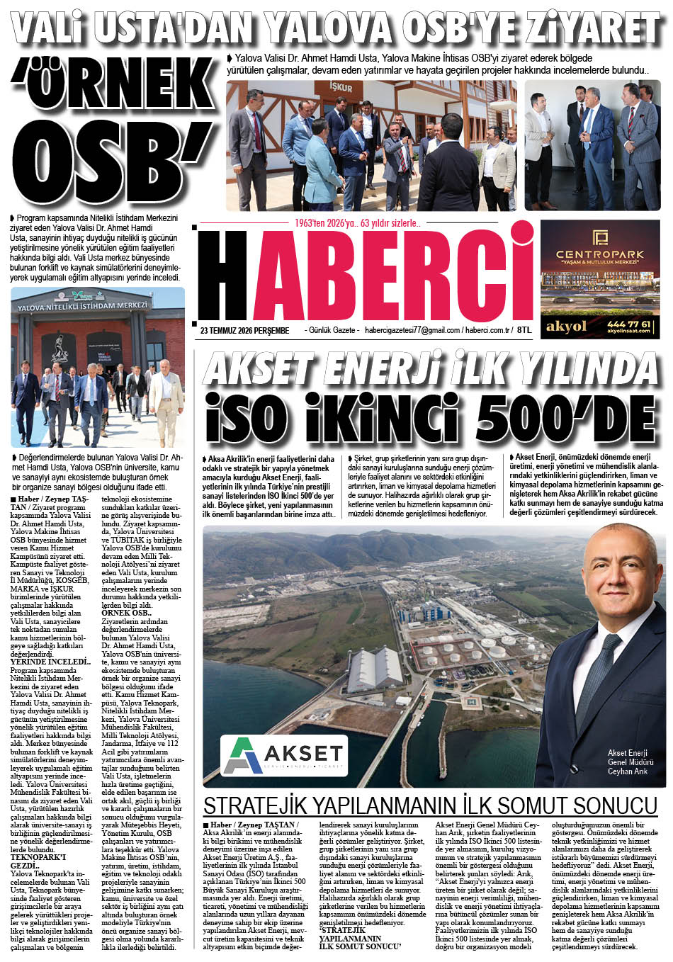 Günlük Gazete Manşeti