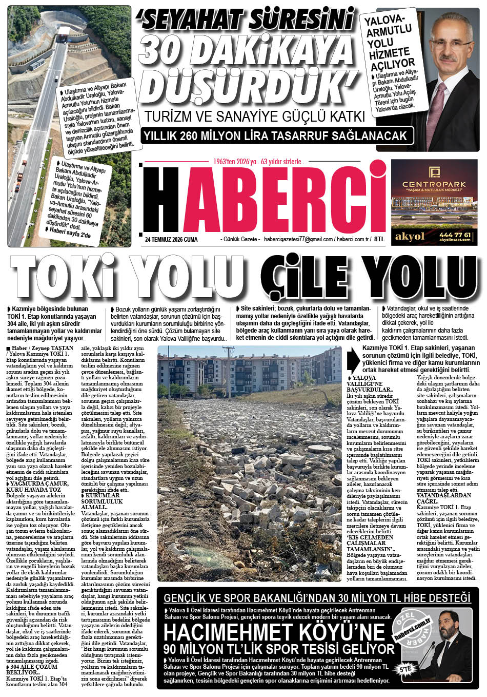 Günlük Gazete Manşeti