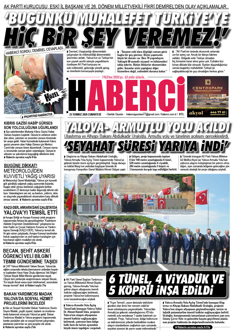 Günlük Gazete Manşeti