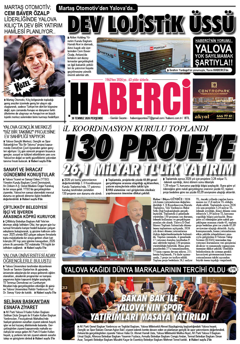 Günlük Gazete Manşeti