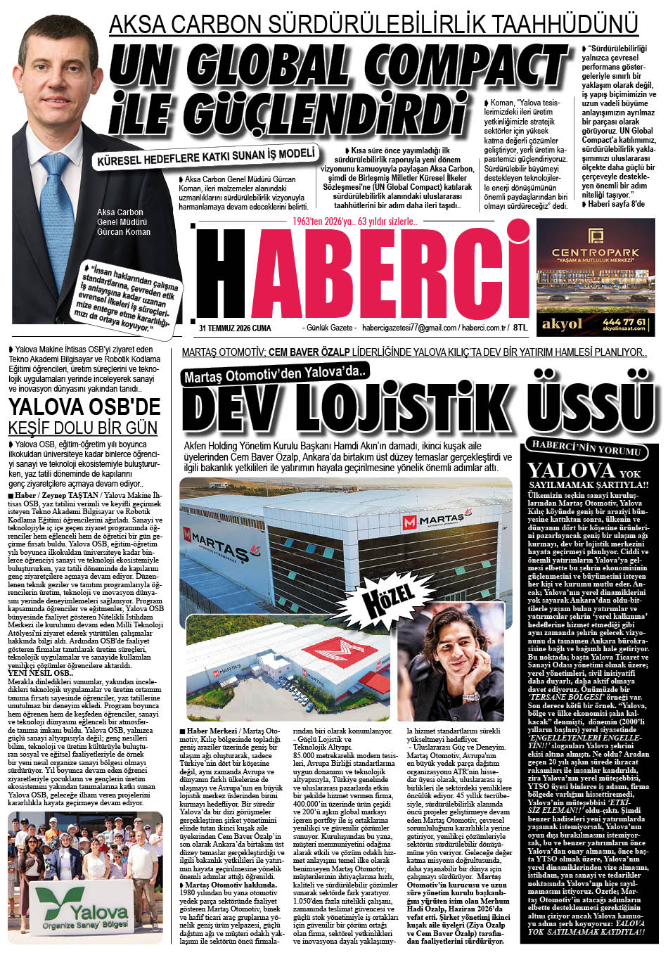 Günlük Gazete Manşeti