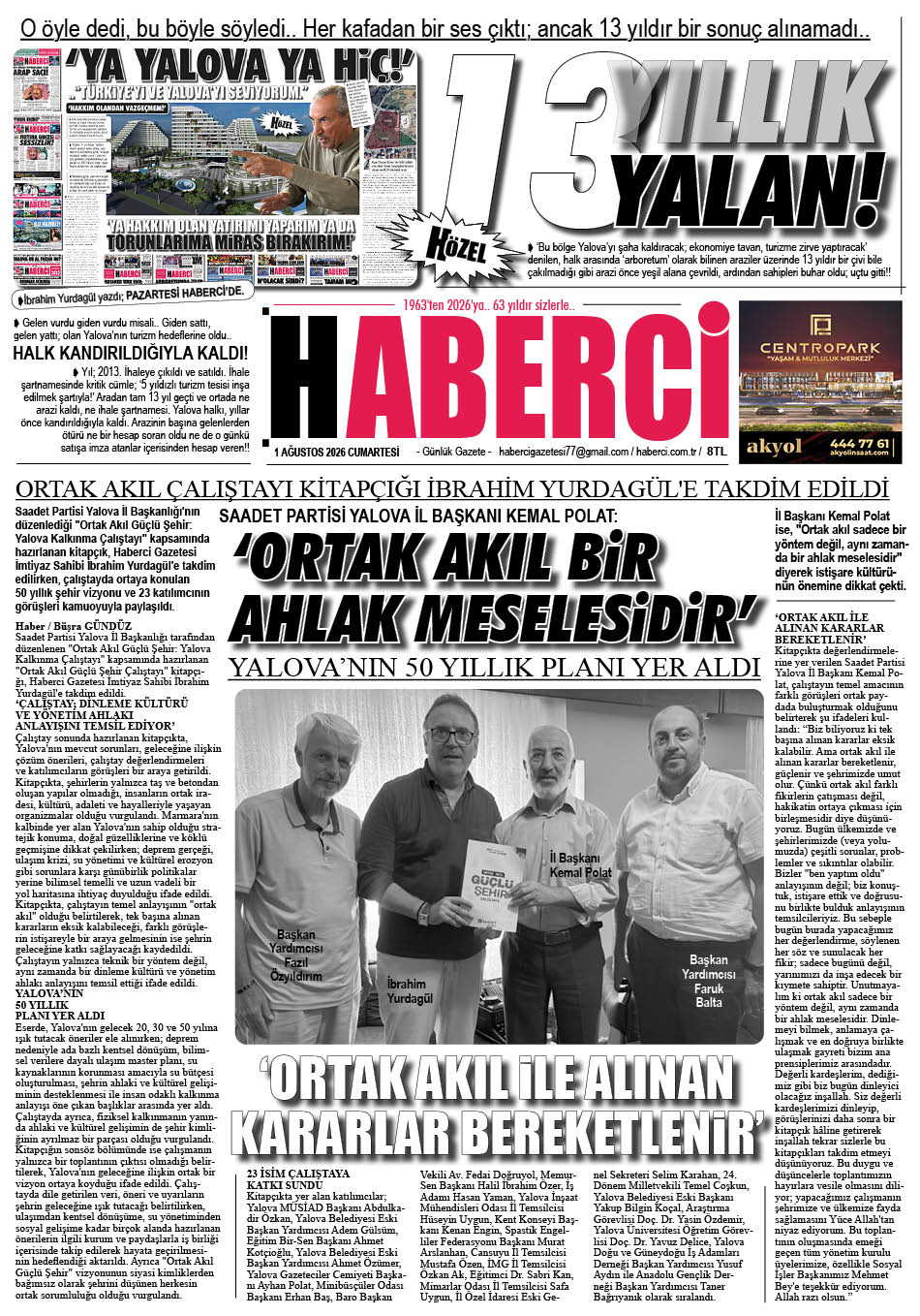 Günlük Gazete Manşeti