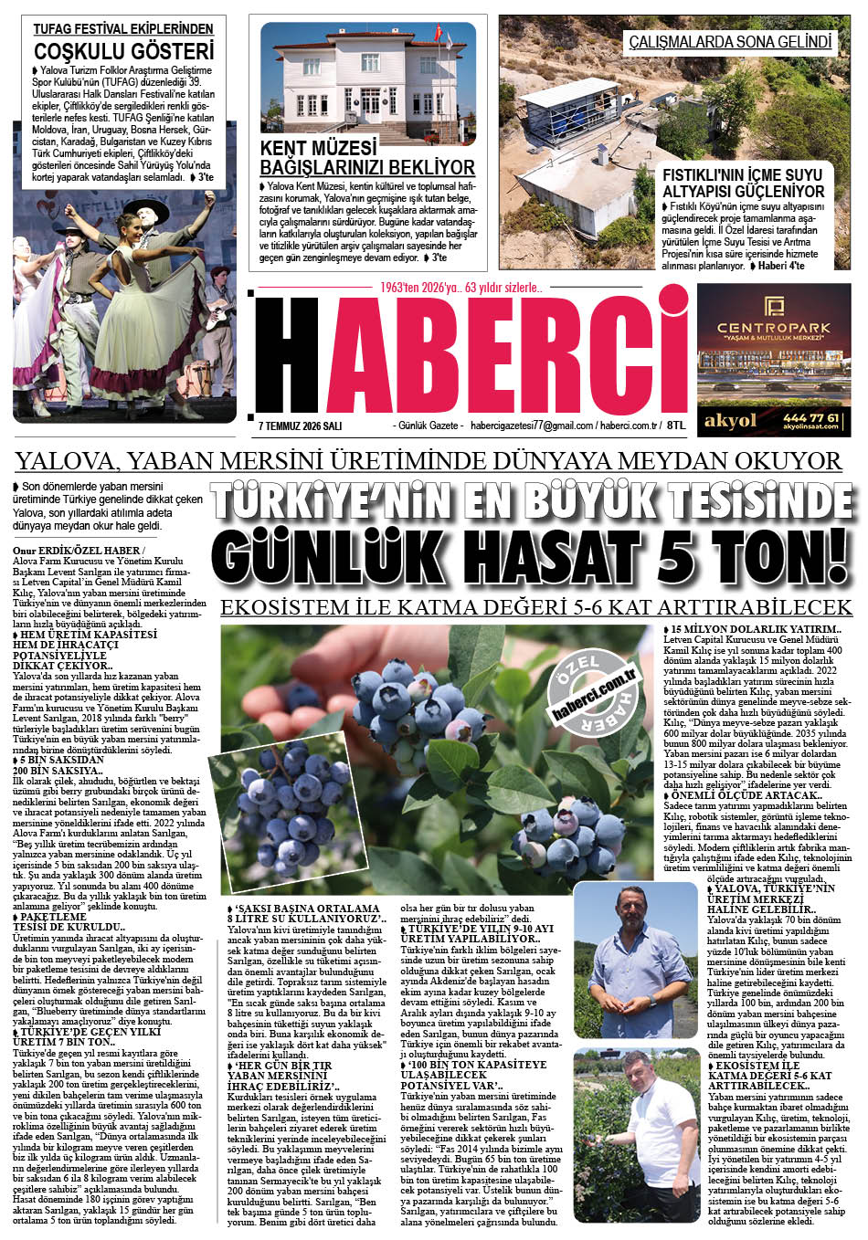 Günlük Gazete Manşeti