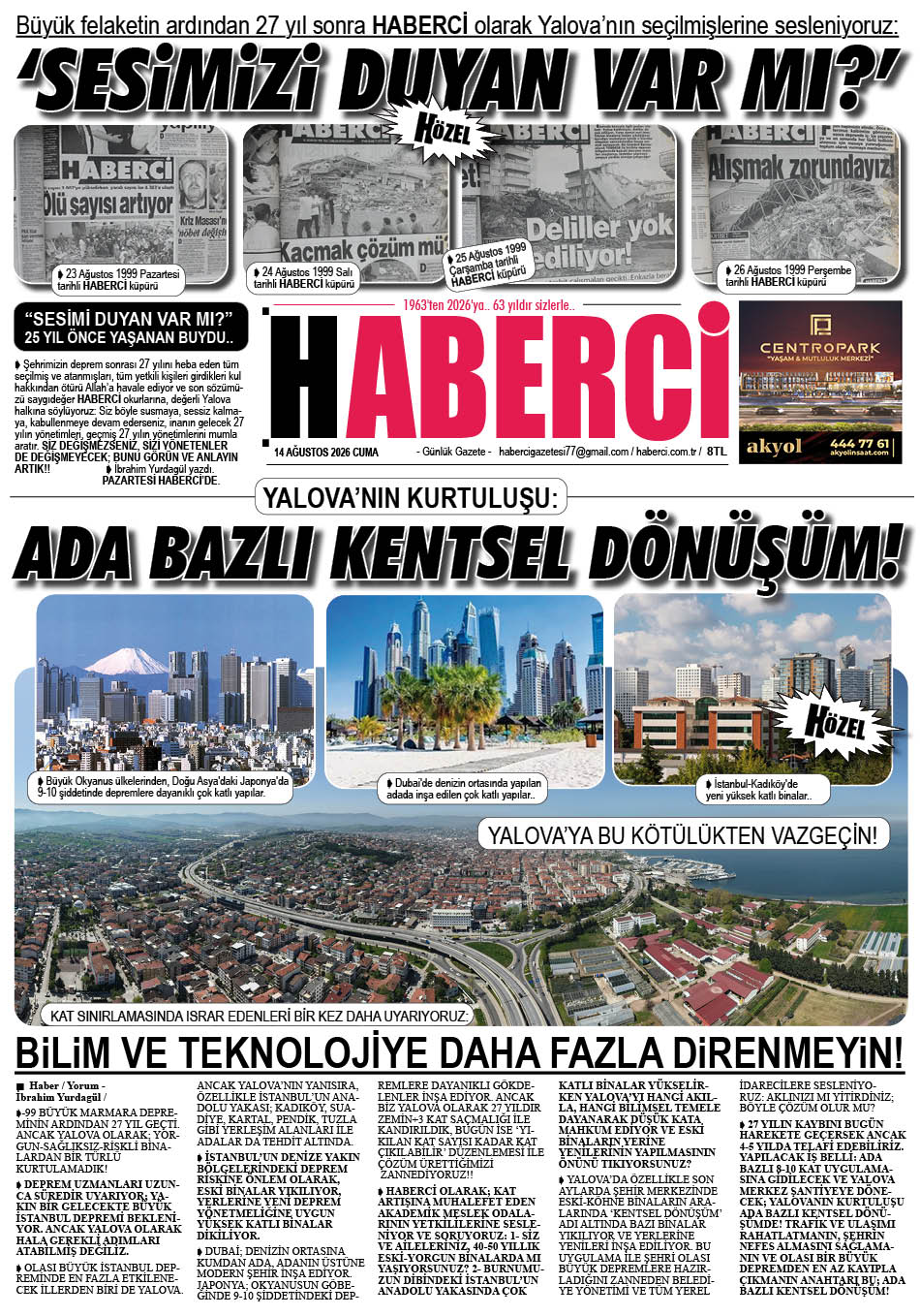 Günlük Gazete Manşeti