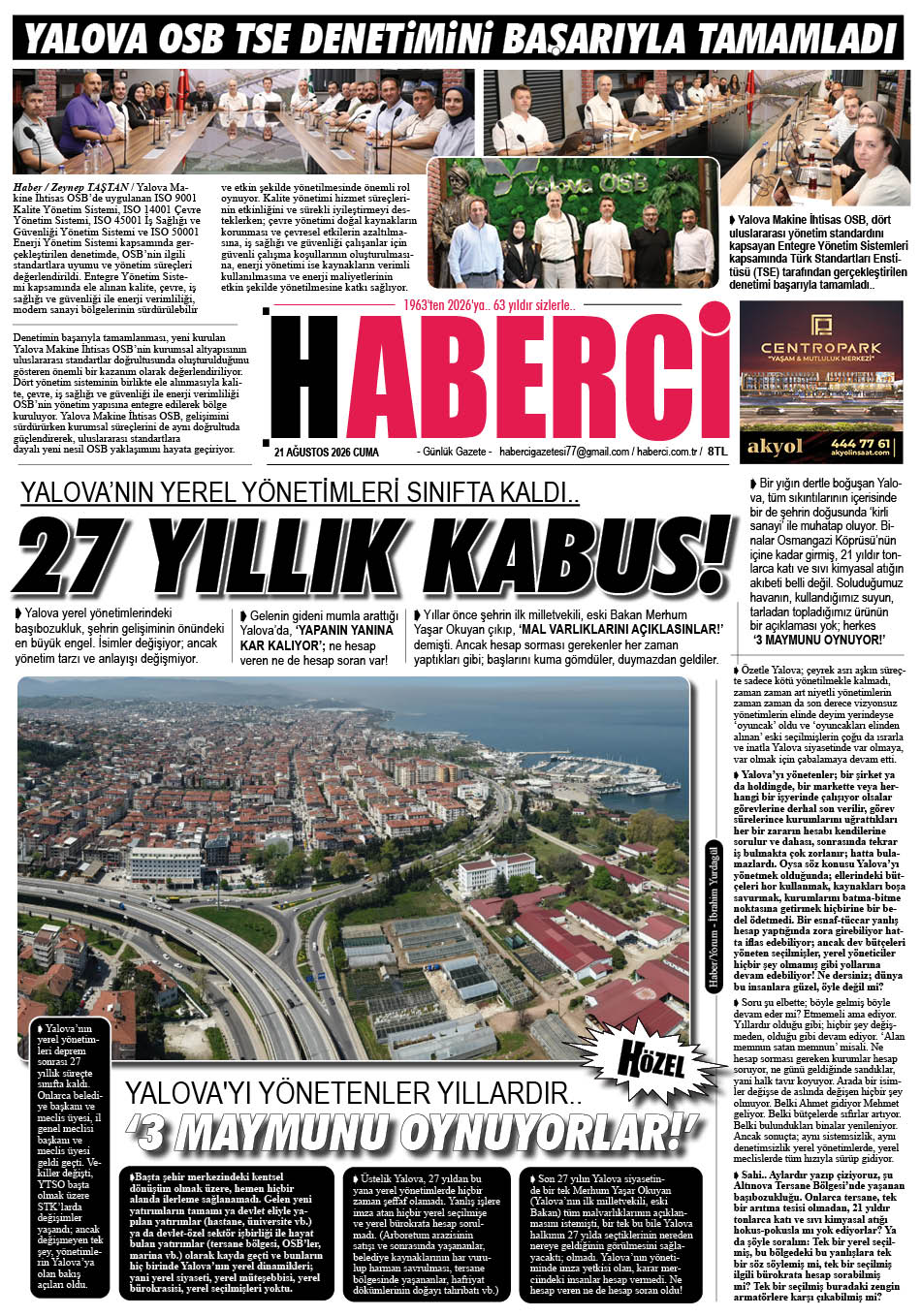Günlük Gazete Manşeti