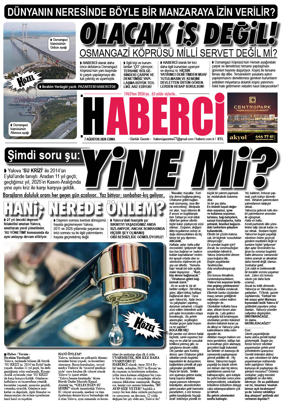 Günlük Gazete Manşeti