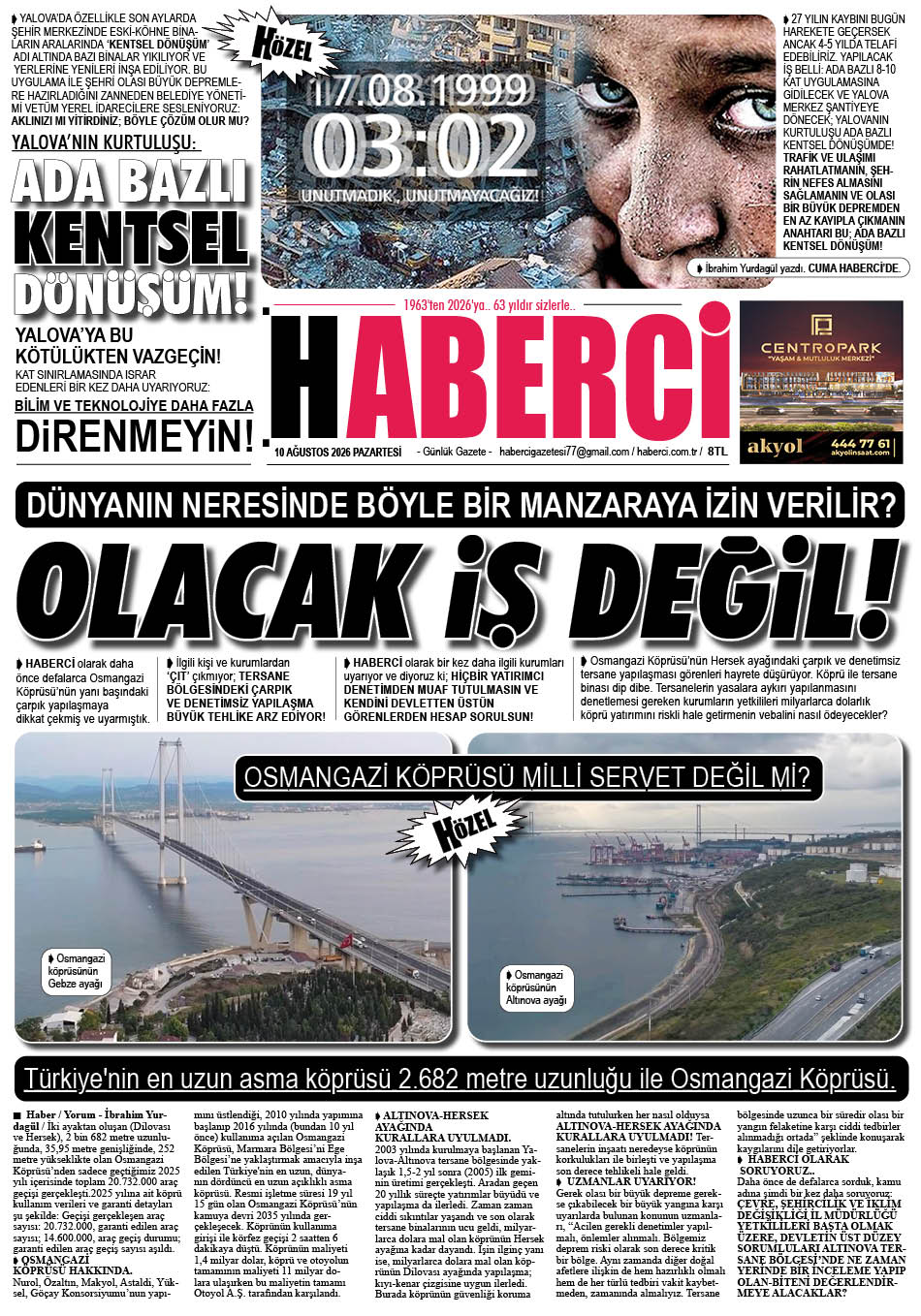 Günlük Gazete Manşeti
