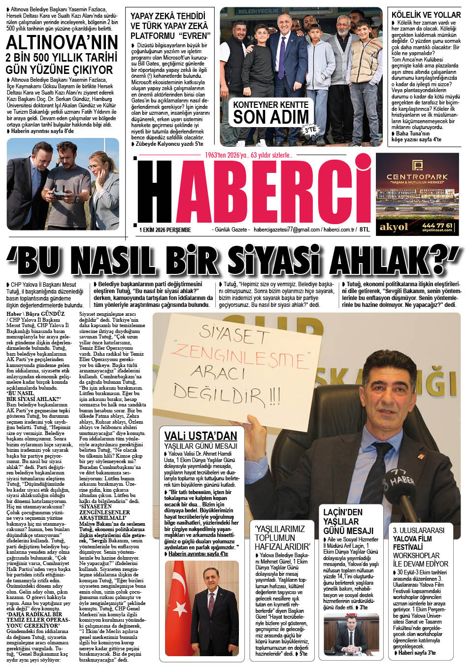Günlük Gazete Manşeti